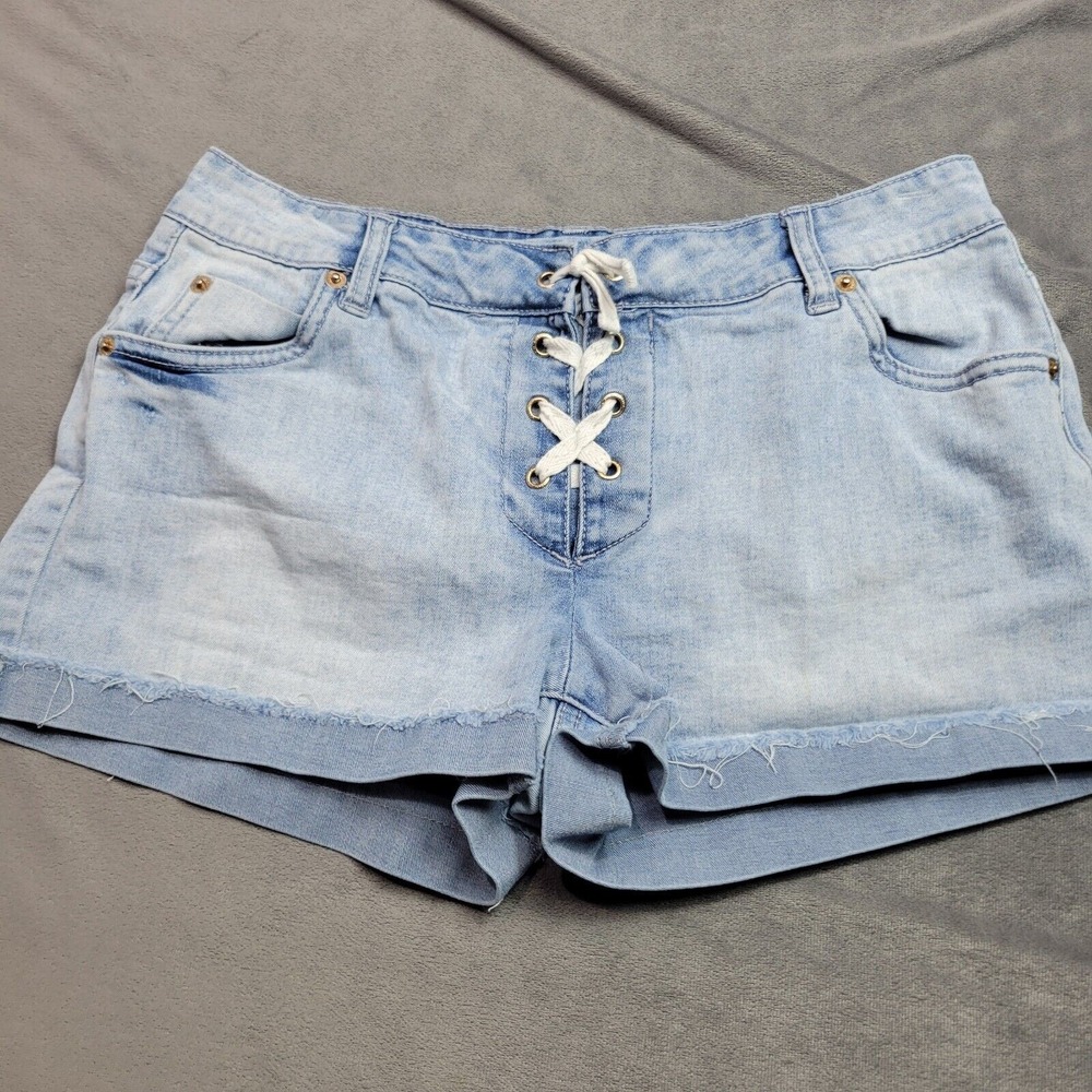 Juicy Couture Booty Short Youth 16 Blue Comfort Stretch Embroidered Butt Vintage